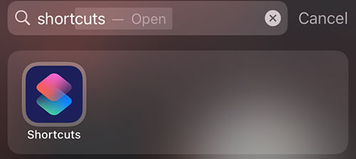 Unlock the iPhone and open the Shortcuts app